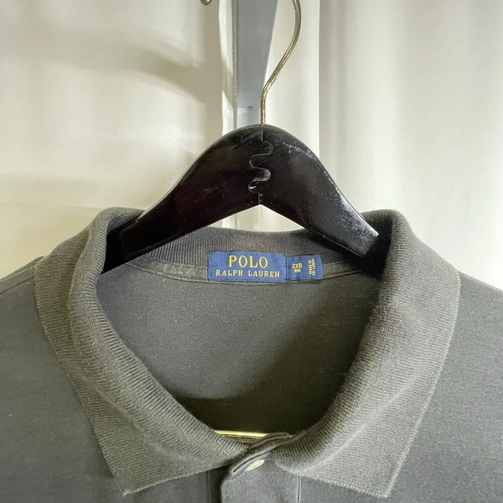 Polo Ralph Lauren Mens 2XB Big Charcoal Gray Polo Shirt White Pony 100% Cotton